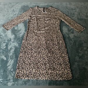 J. McLaughlin Sophia Shift Dress Catalina Cloth Charcoal Geometric Print Size M